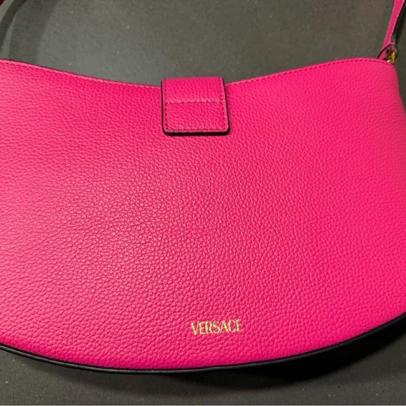 New!! Versace Virtus Hot Pink Mini Hobo Purse + COA - Picture 3 of 10